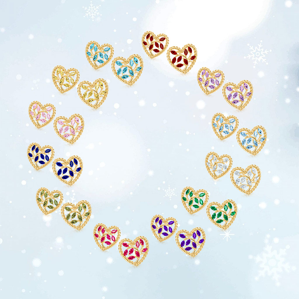 Olive Leaf Twisted Rope Heart Stud Earrings image number 4