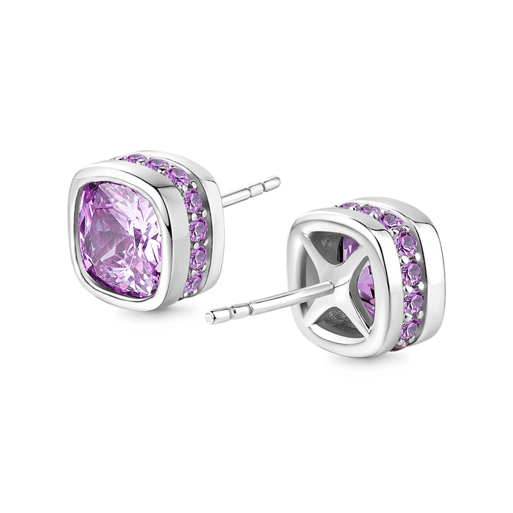 Asscher Cut Halo Stud Earrings image number 2