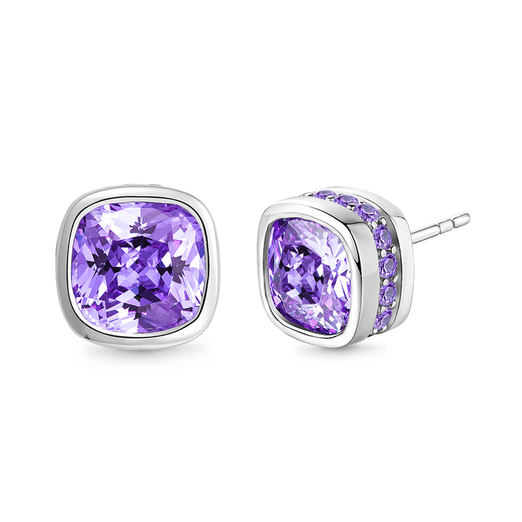 Asscher Cut Halo Stud Earrings image number 1