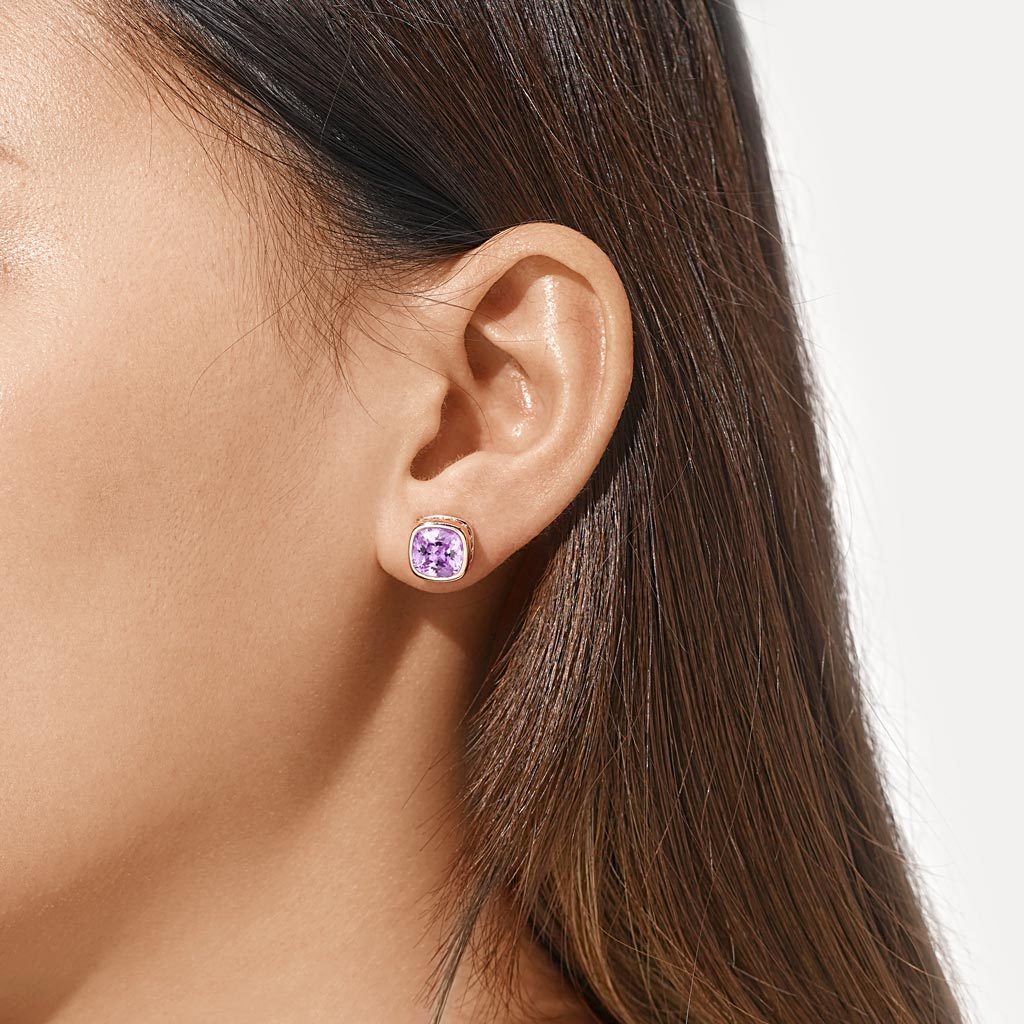 Asscher Cut Halo Stud Earrings image number 3