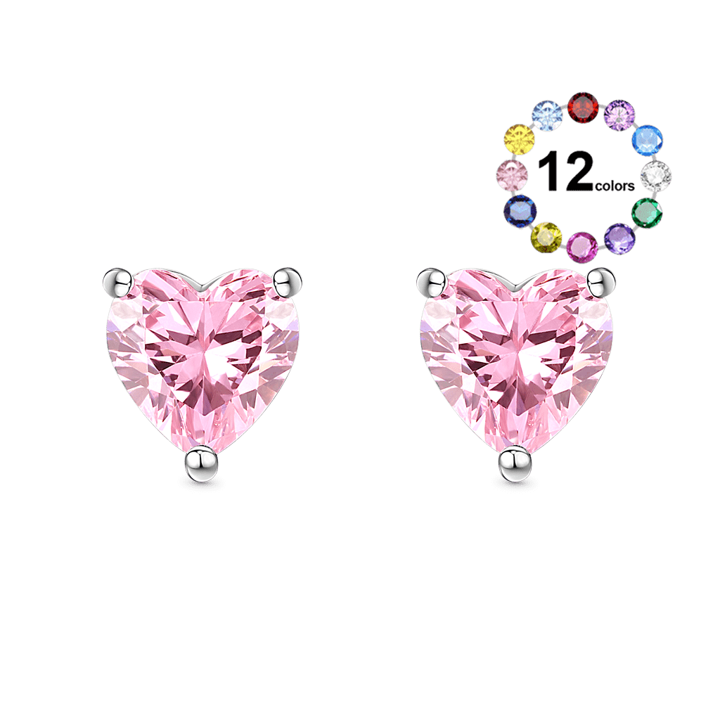 Heart Cut Birthstone Stud Earrings image number 0