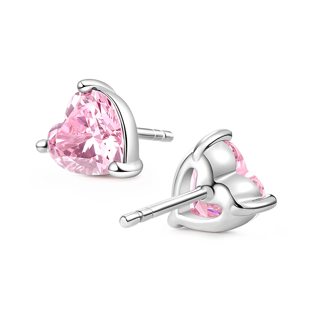 Heart Cut Birthstone Stud Earrings image number 1