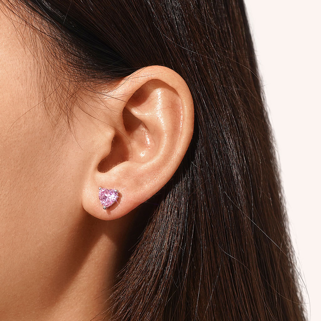 Heart Cut Birthstone Stud Earrings image number 5
