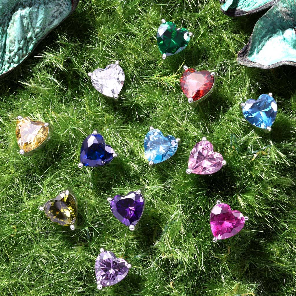 Heart Cut Birthstone Stud Earrings image number 3