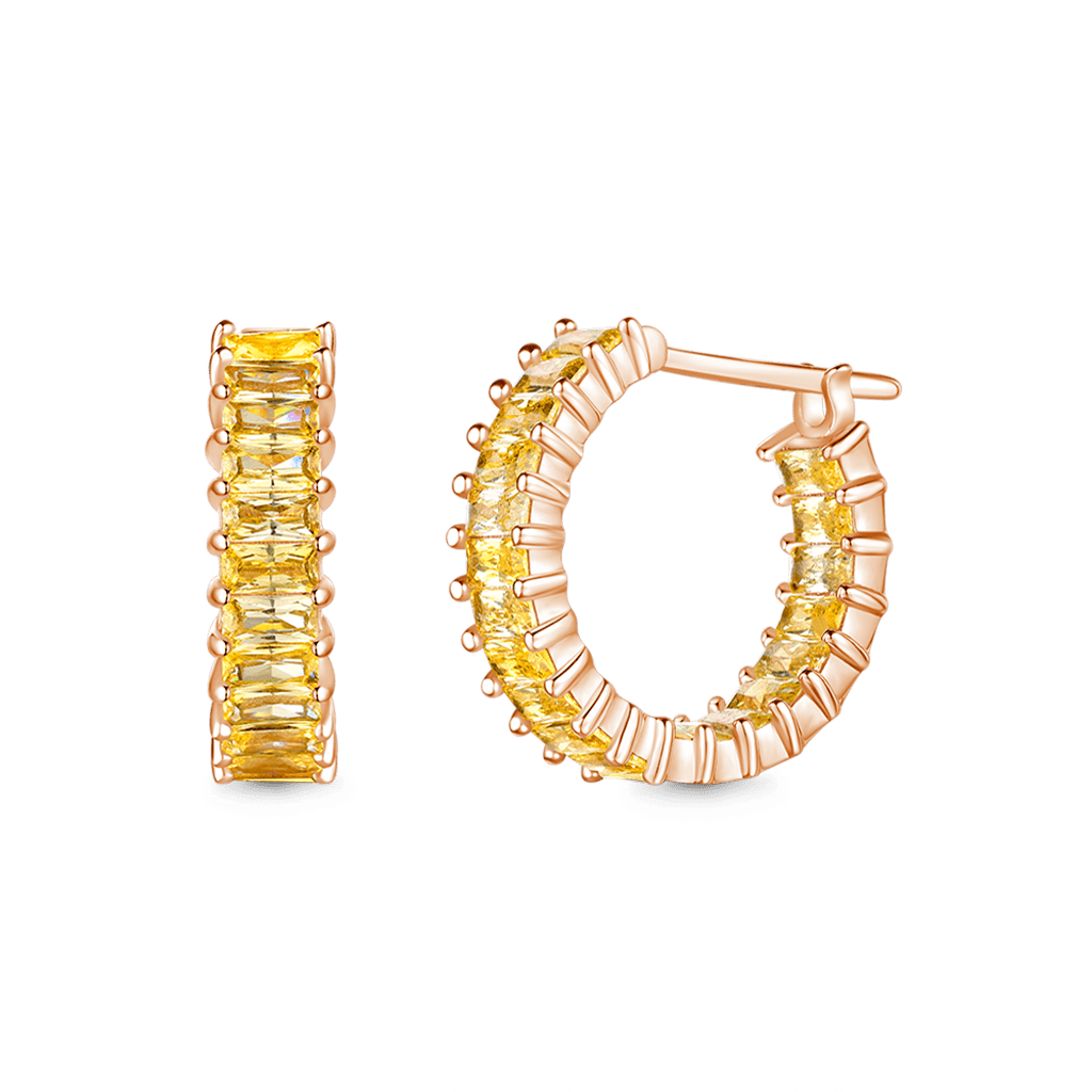 Citrine Baguette Cut Eternity Hoop Earrings image number 0