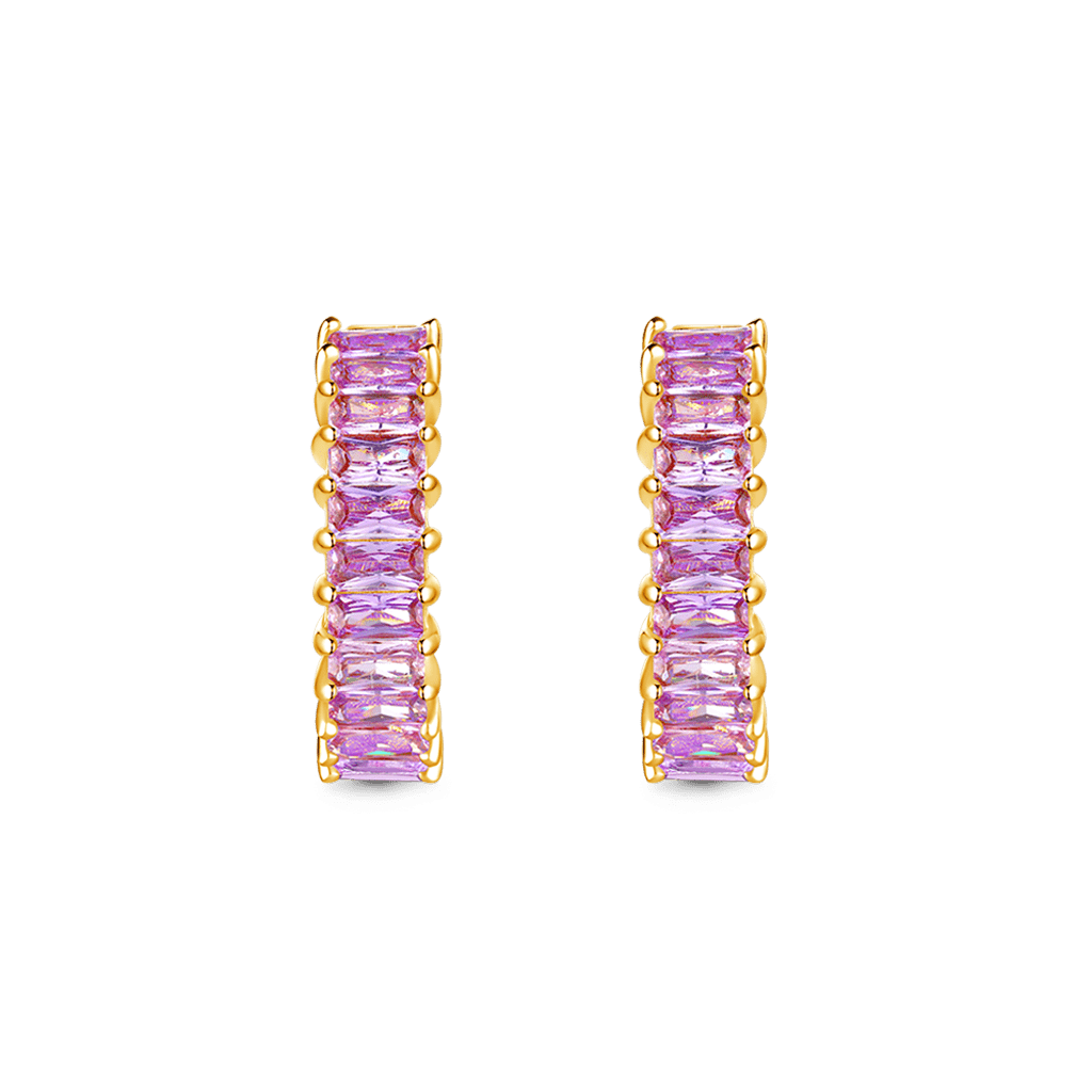 Baguette Cut Eternity Hoop Earrings image number 1