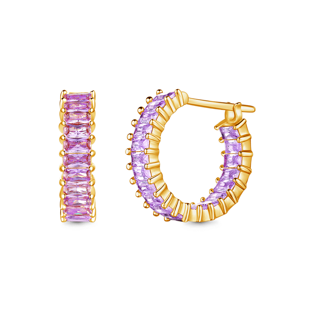 Baguette Cut Eternity Hoop Earrings image number 0