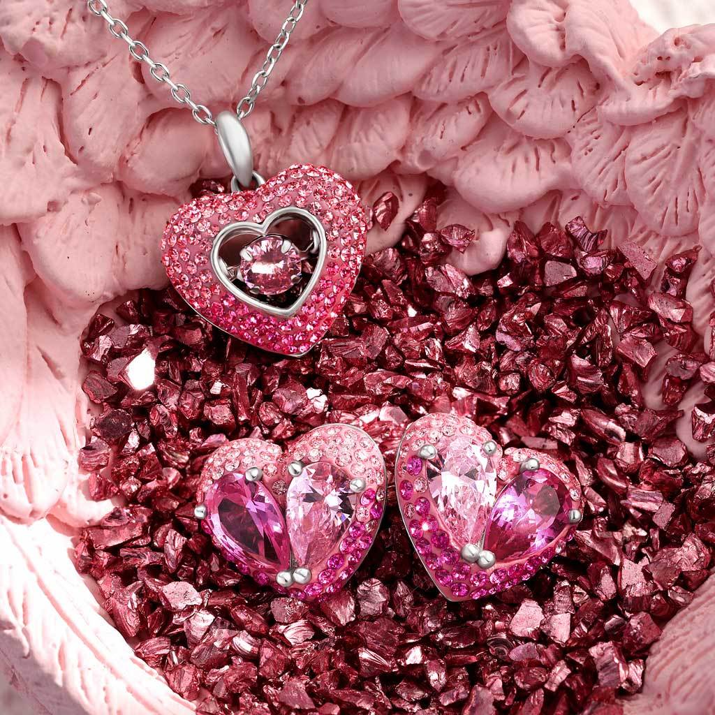 Pink Heart-Shaped Stud Earrings image number 3