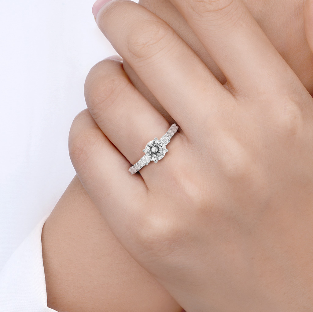 Round Gemstone Trellis Engagement Ring image number 4