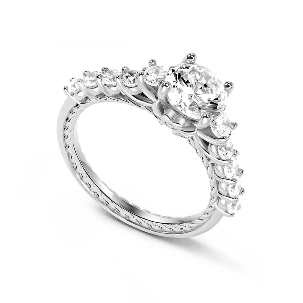 Round Gemstone Trellis Engagement Ring image number 1