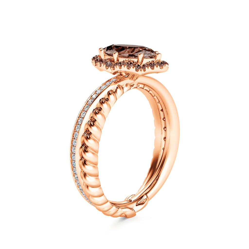 Vintage Brown Marquise-Cut Halo Ring image number 3
