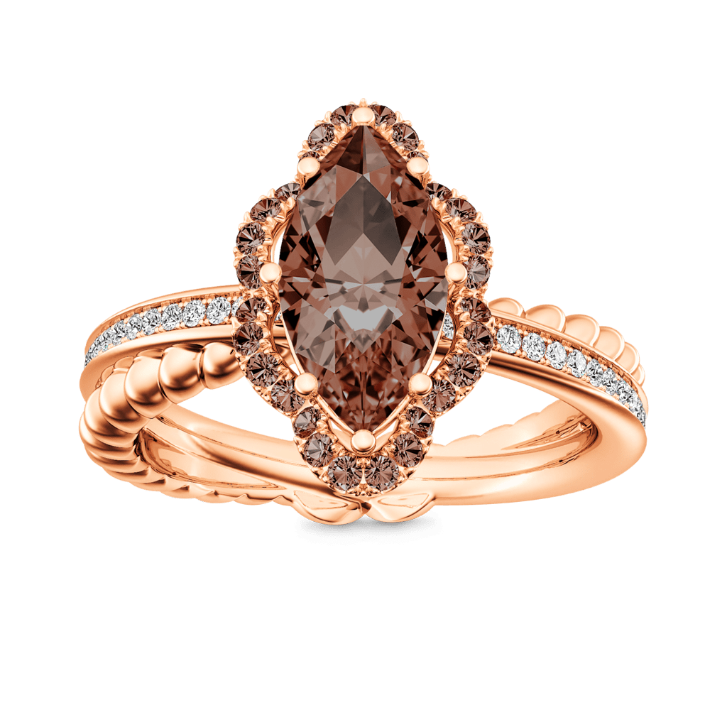 Vintage Brown Marquise-Cut Halo Ring image number 0