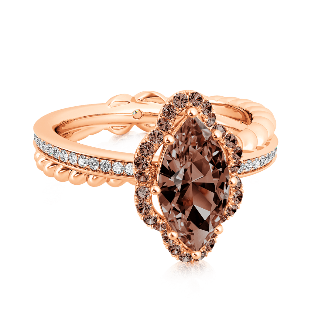 Vintage Brown Marquise-Cut Halo Ring image number 2