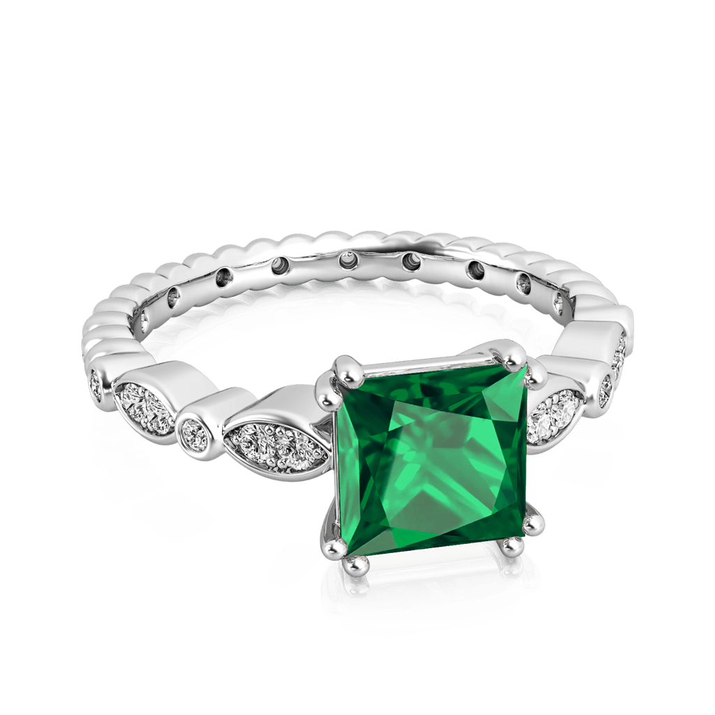 Vintage Princess Cut Emerald Ring image number 1