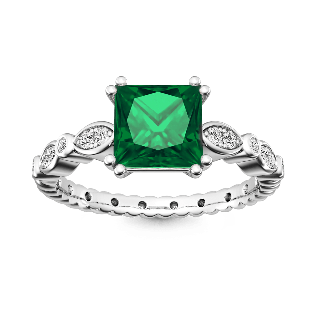 Vintage Princess Cut Emerald Ring image number 0