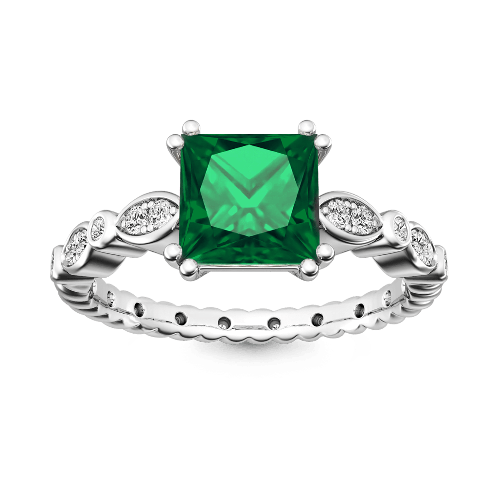 Vintage Princess Cut Emerald Ring image number 0