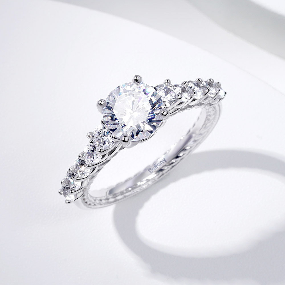 Round Gemstone Trellis Engagement Ring image number 2