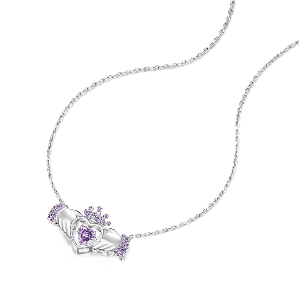 Hands Heart Crown Necklace image number 3