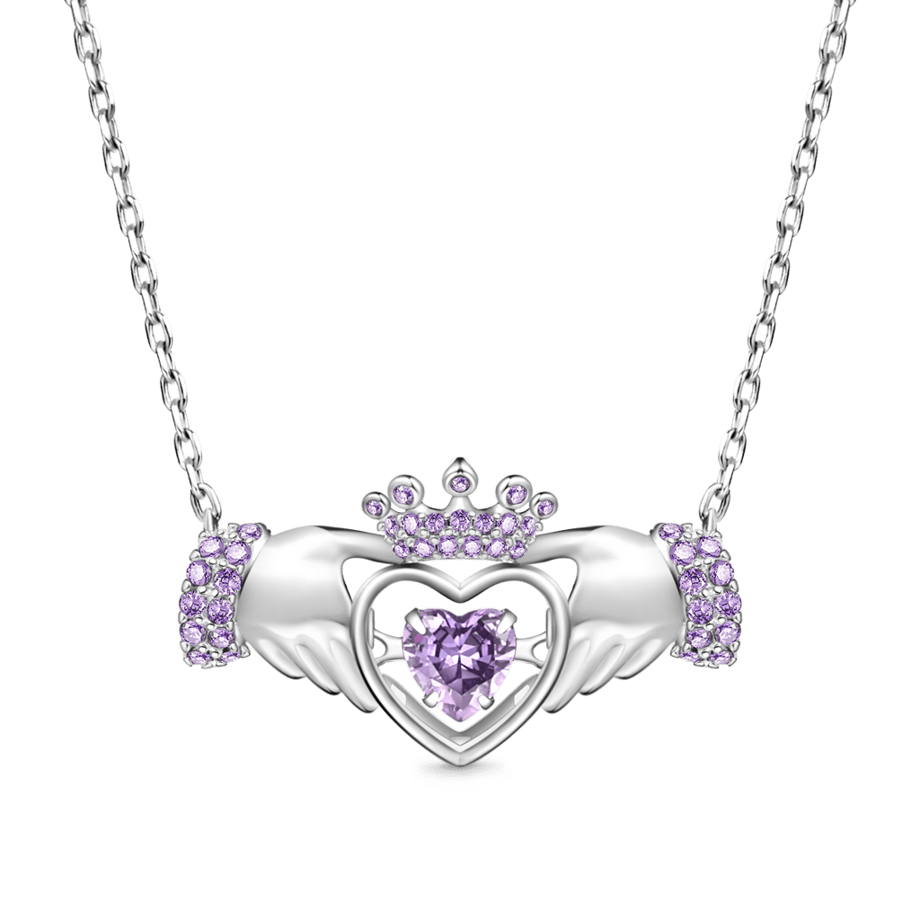 Hands Heart Crown Necklace image number 1