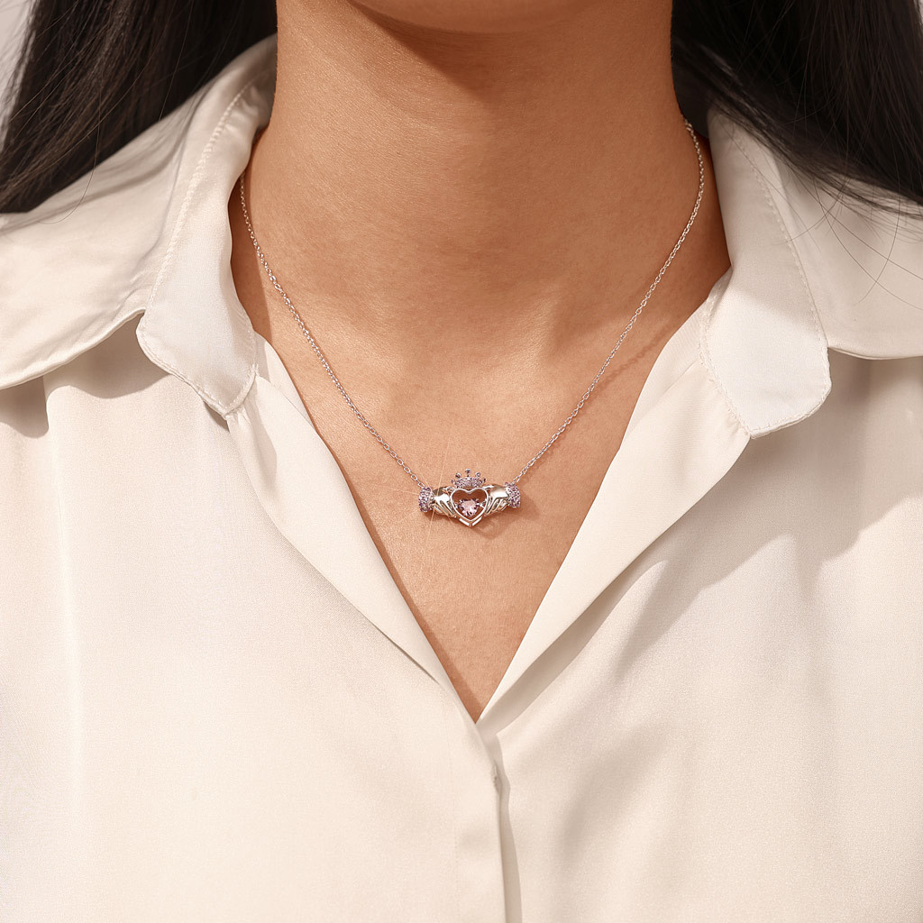 Hands Heart Crown Necklace image number 5