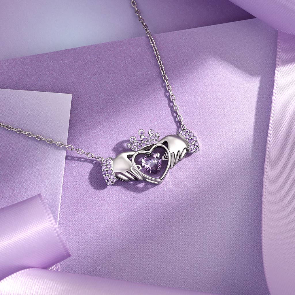 Hands Heart Crown Necklace image number 4