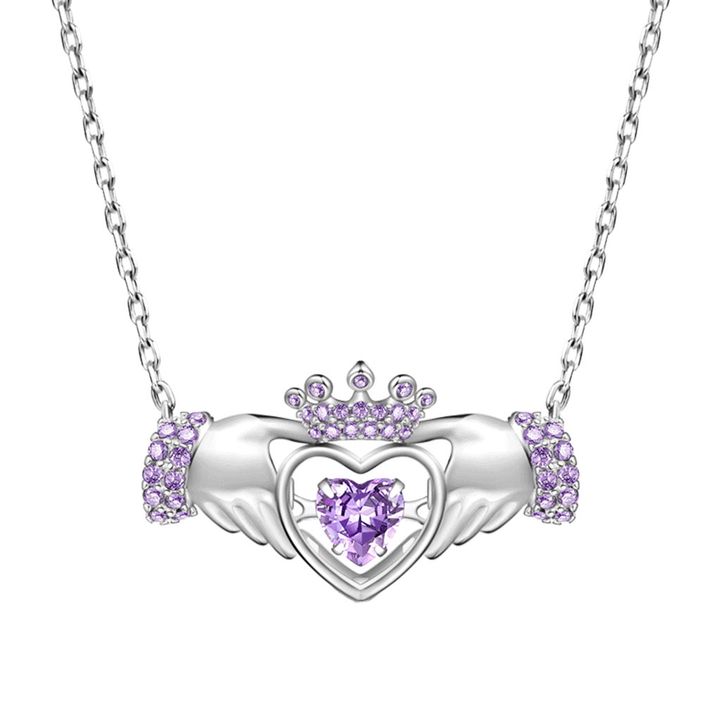 Hands Heart Crown Necklace image number 0