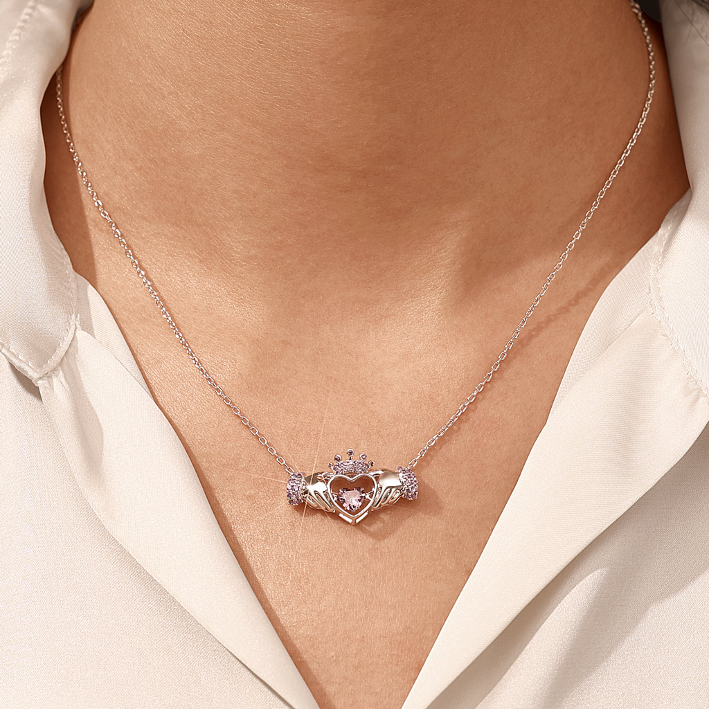 Hands Heart Crown Necklace image number 6