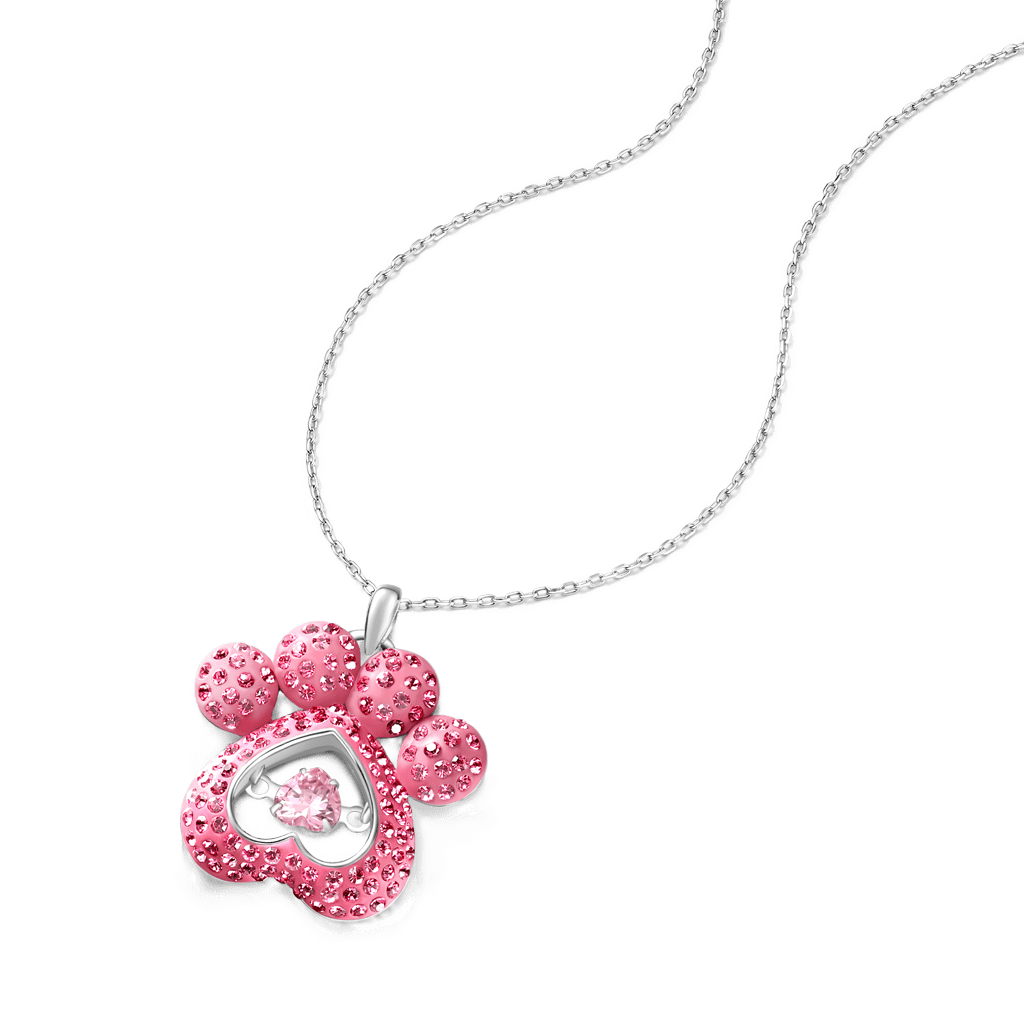 Dog Paw Heart Dancing Necklace image number 3