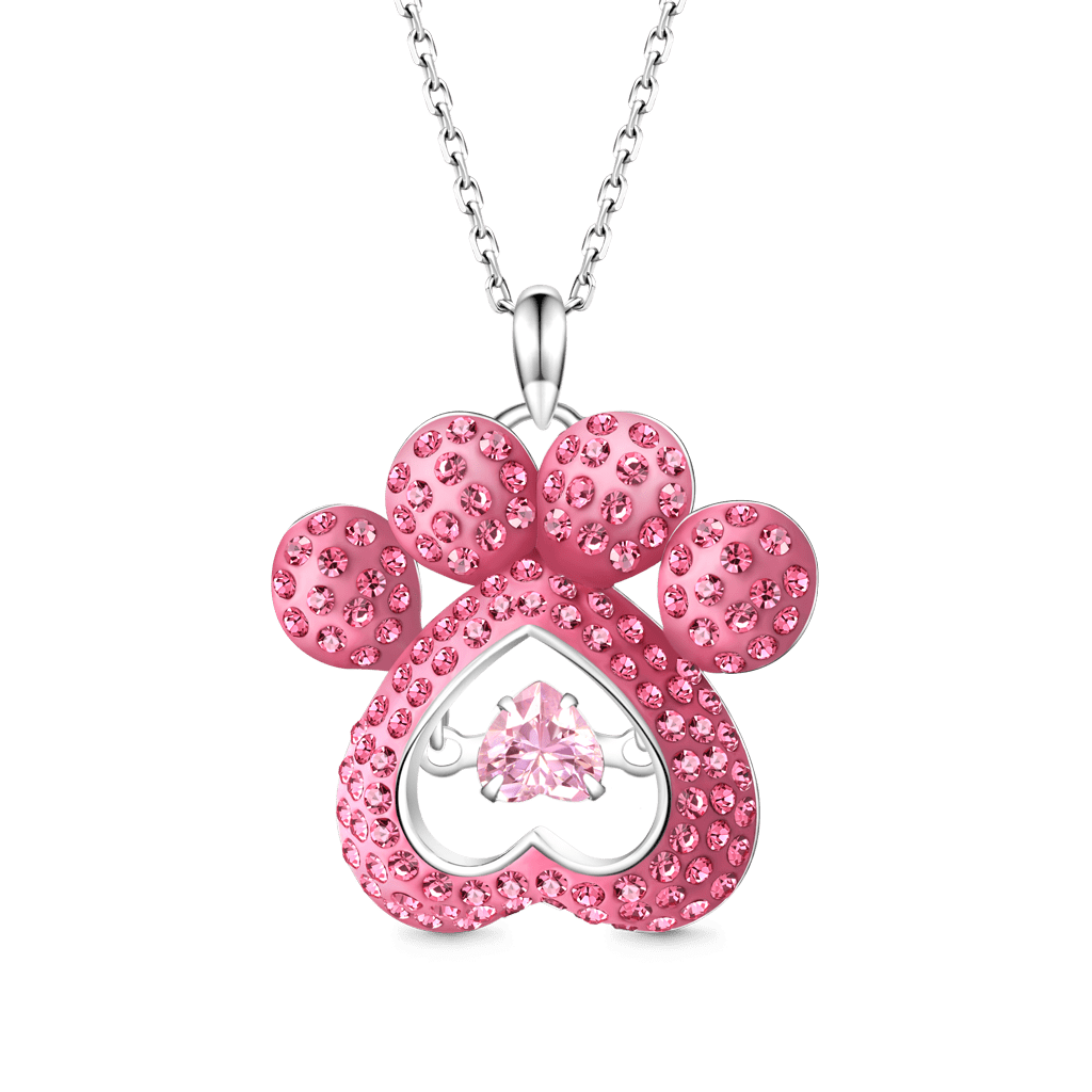 Dog Paw Heart Dancing Necklace image number 1
