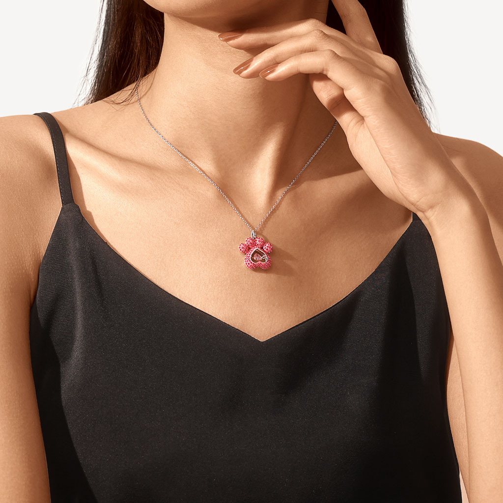 Dog Paw Heart Dancing Necklace image number 5