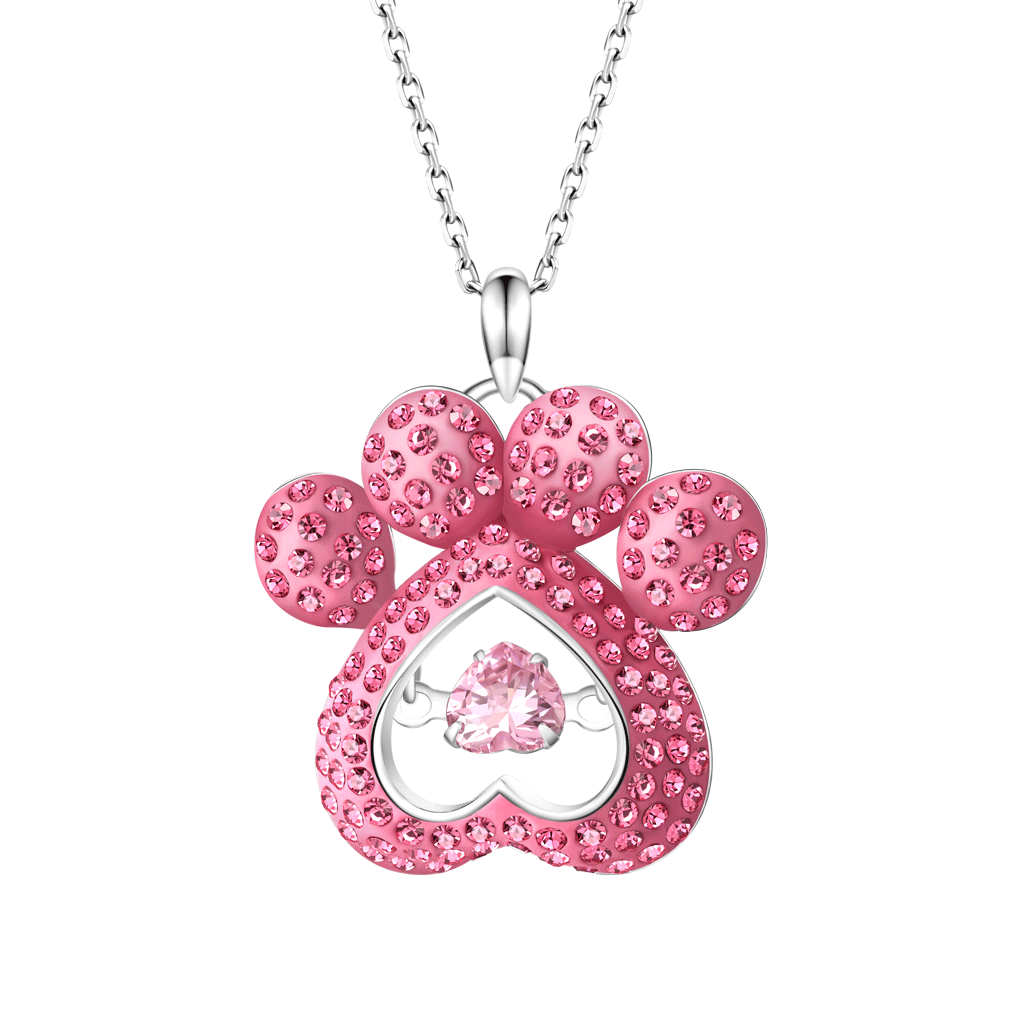 Dog Paw Heart Dancing Necklace image number 0
