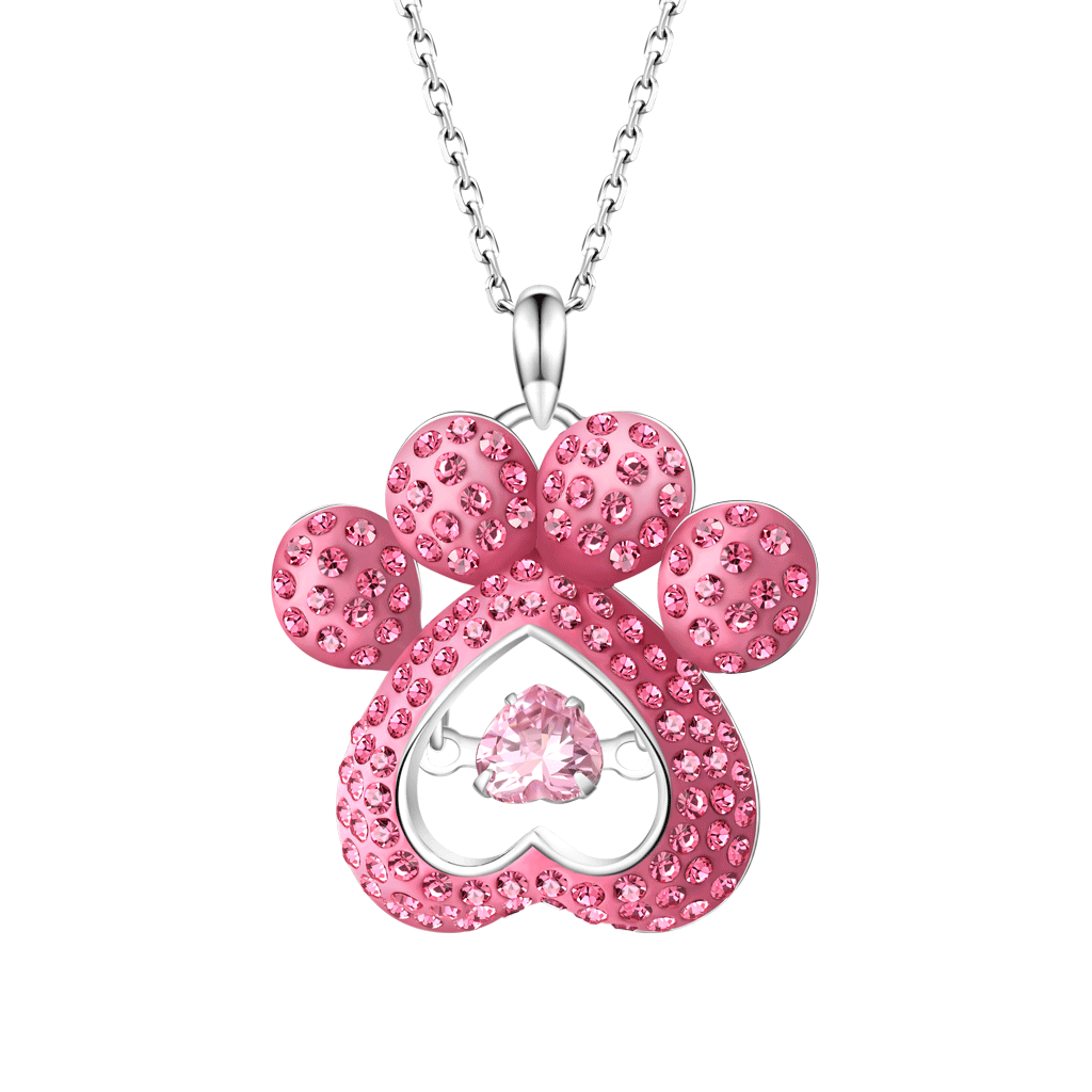 Dog Paw Heart Dancing Necklace image number 0