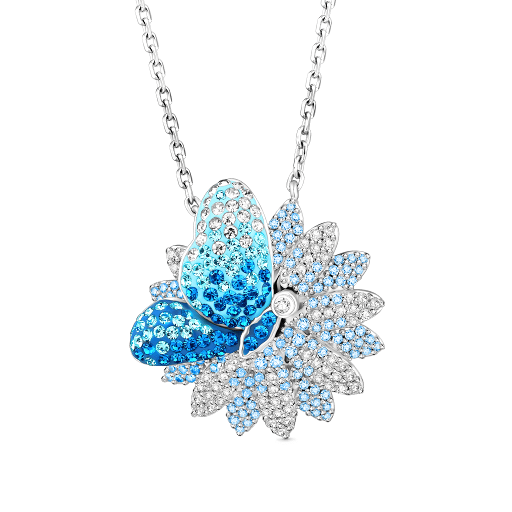 Butterfly Daisy Pendant Necklace image number 0