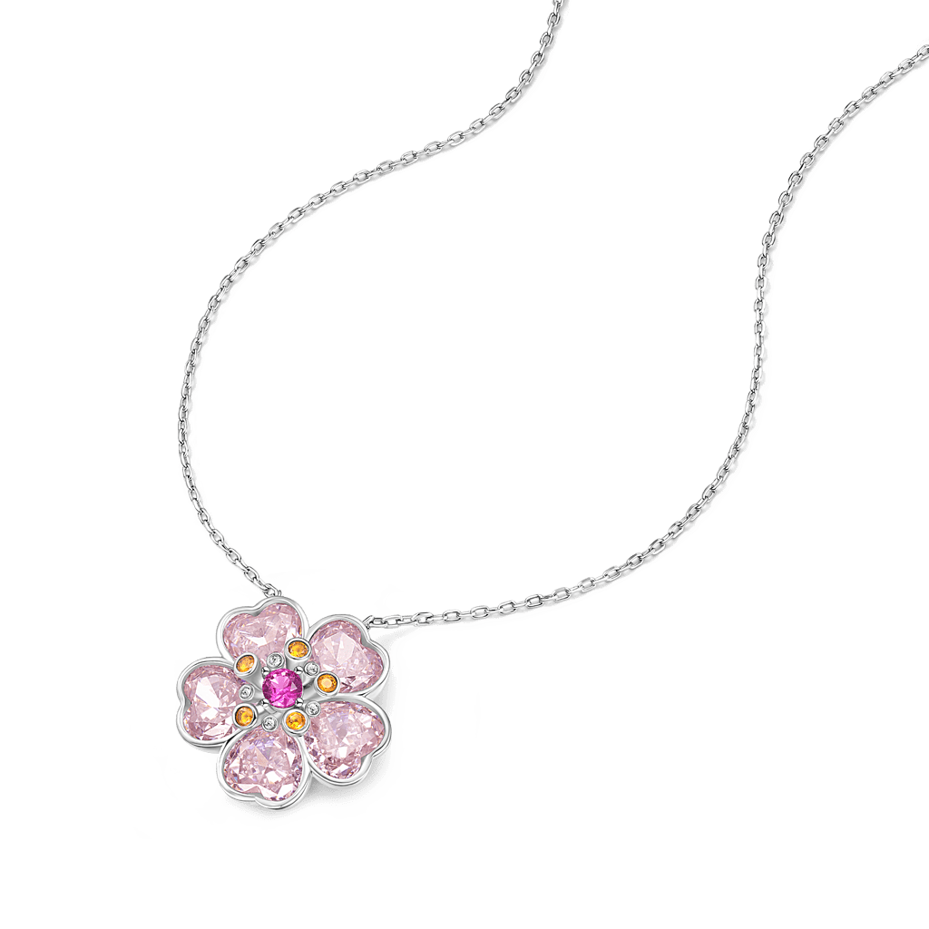 Cherry Blossoms Heart Cut Necklace image number 2
