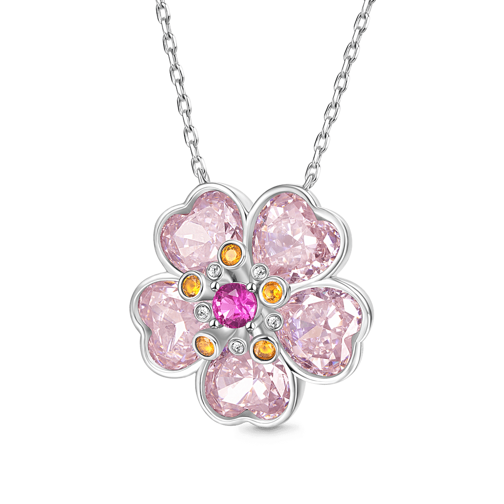 Cherry Blossoms Heart Cut Necklace image number 0