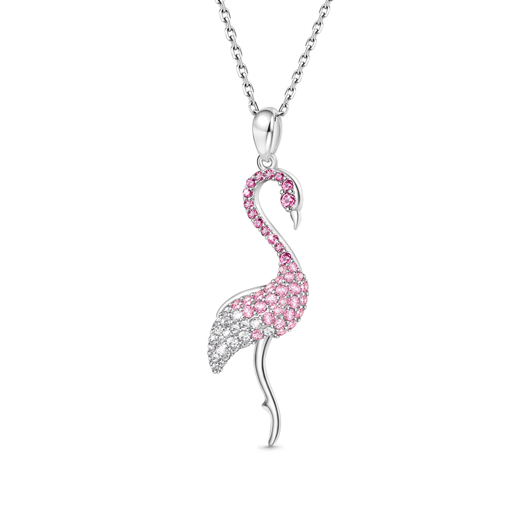 Gradient Pink Flamingo Pave Necklace image number 0