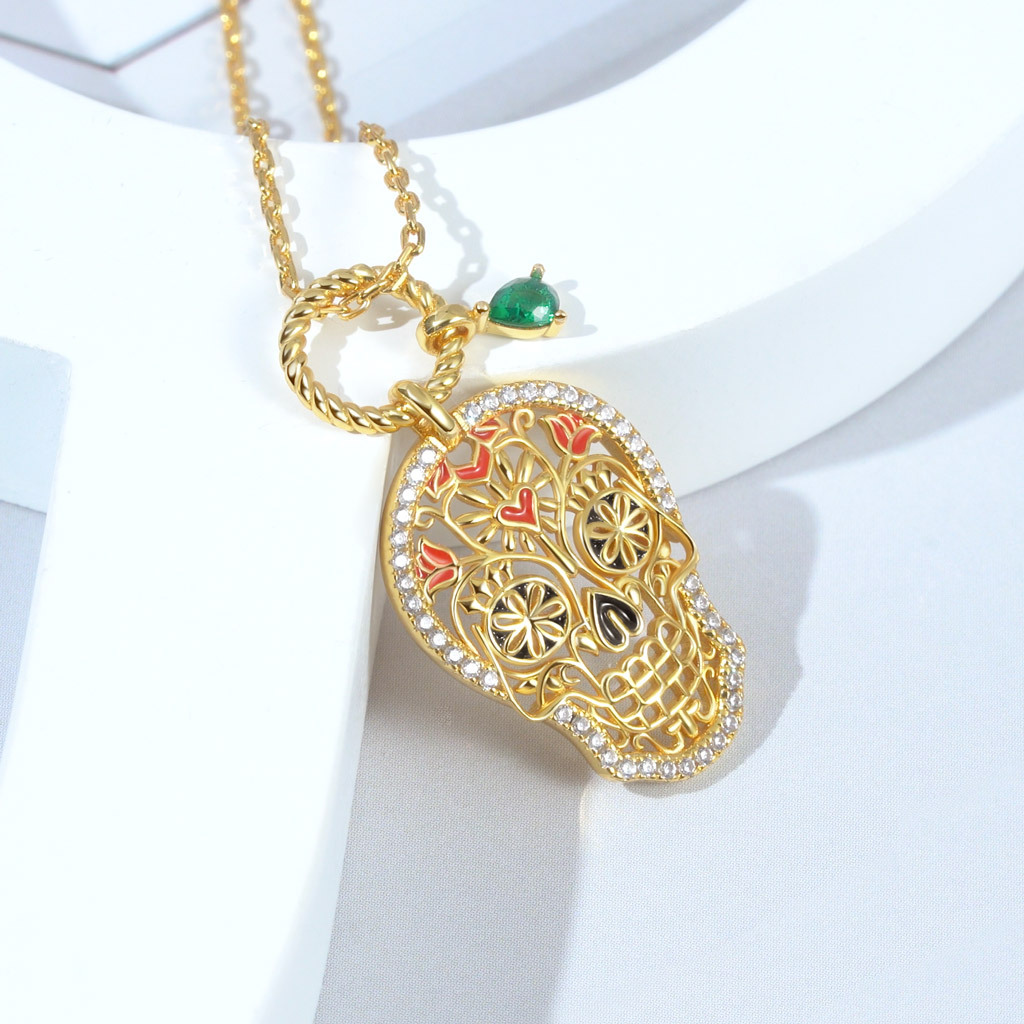 Sugar Skull Twisted Rope Necklace image number 2