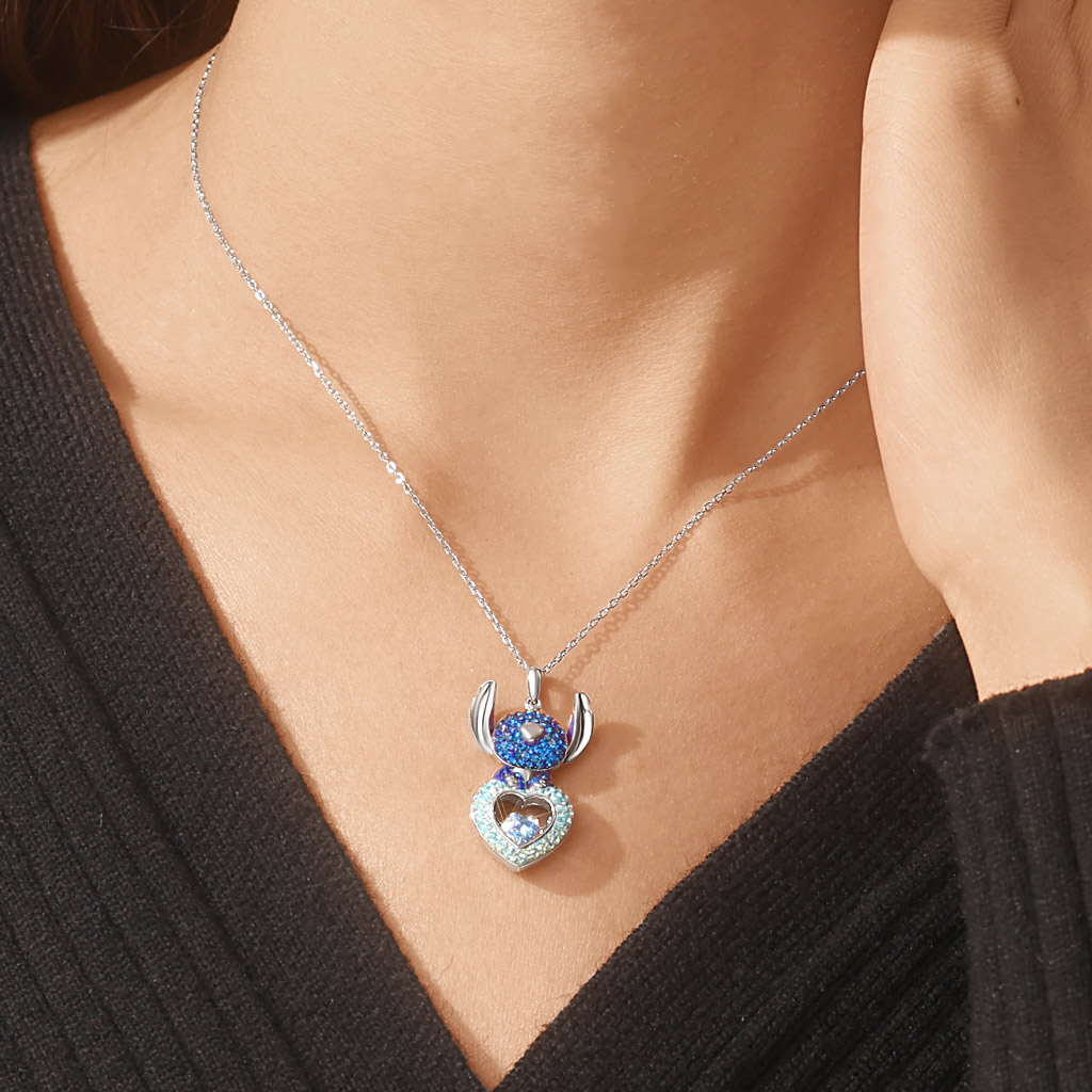 Pave Dancing Heart Stitch Necklace image number 7