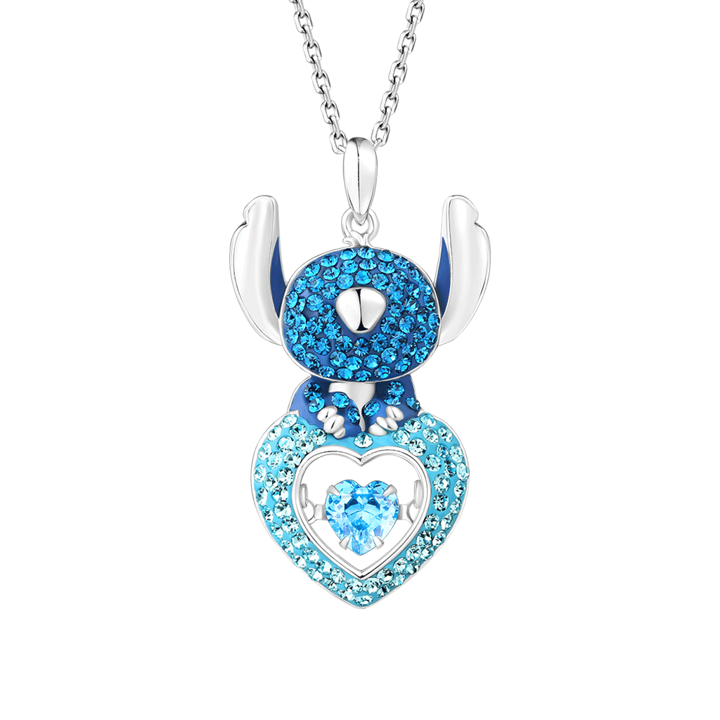 Pave Dancing Heart Stitch Necklace image number 0