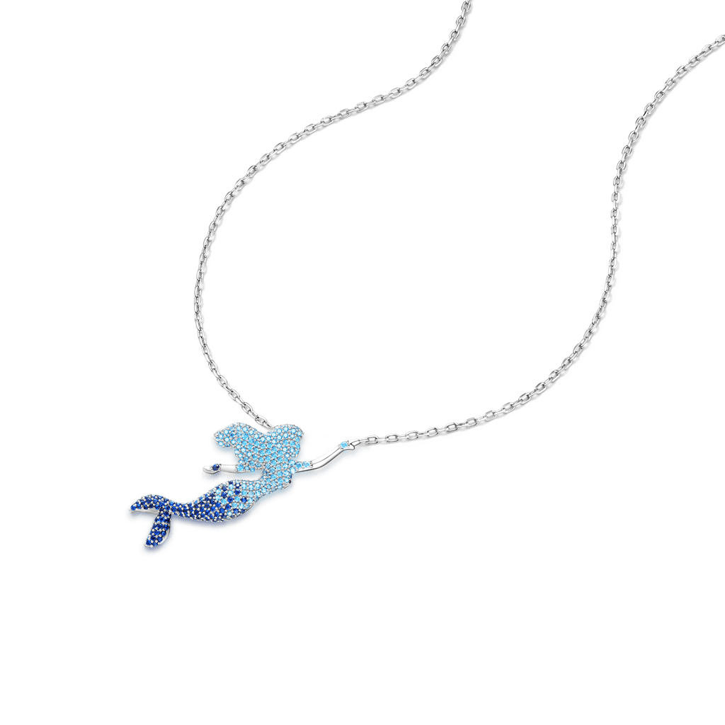 Blue Mermaid Pendant Necklace image number 2
