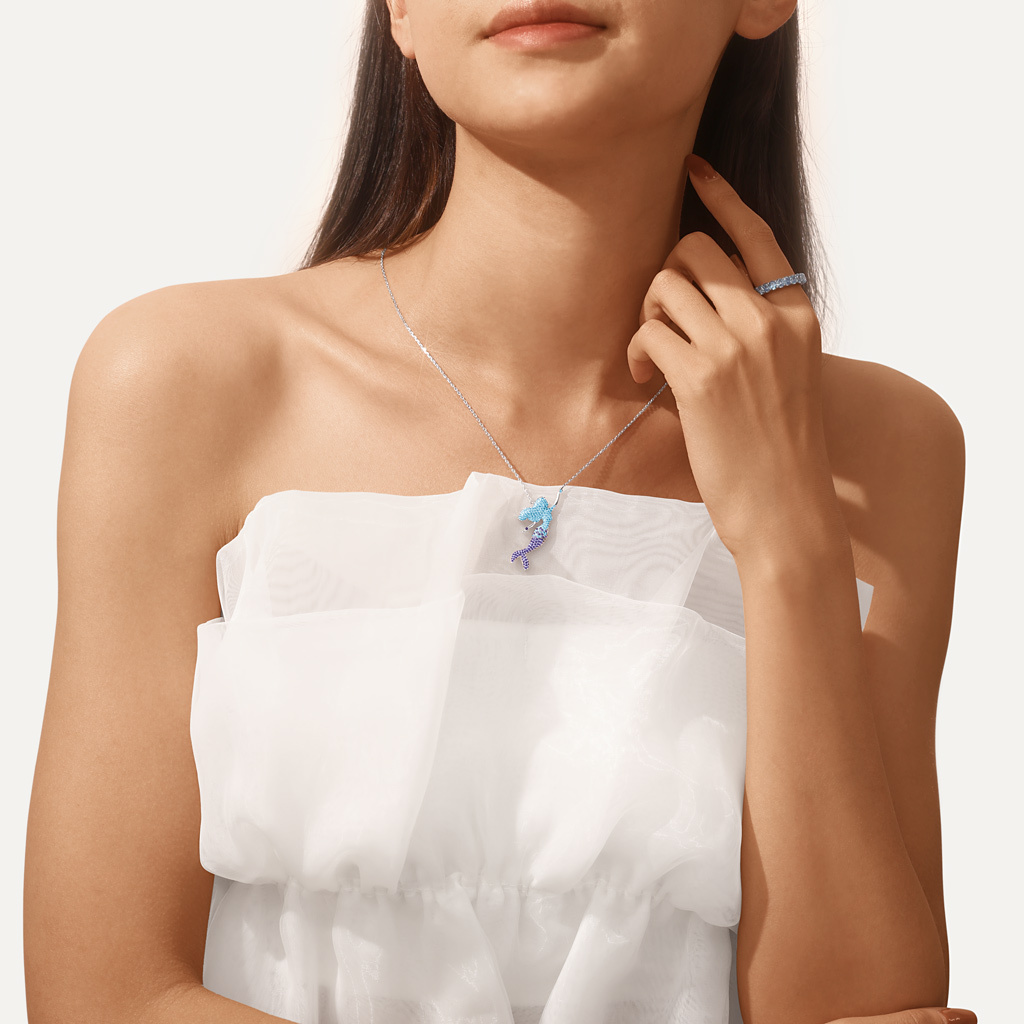 Blue Mermaid Pendant Necklace image number 4