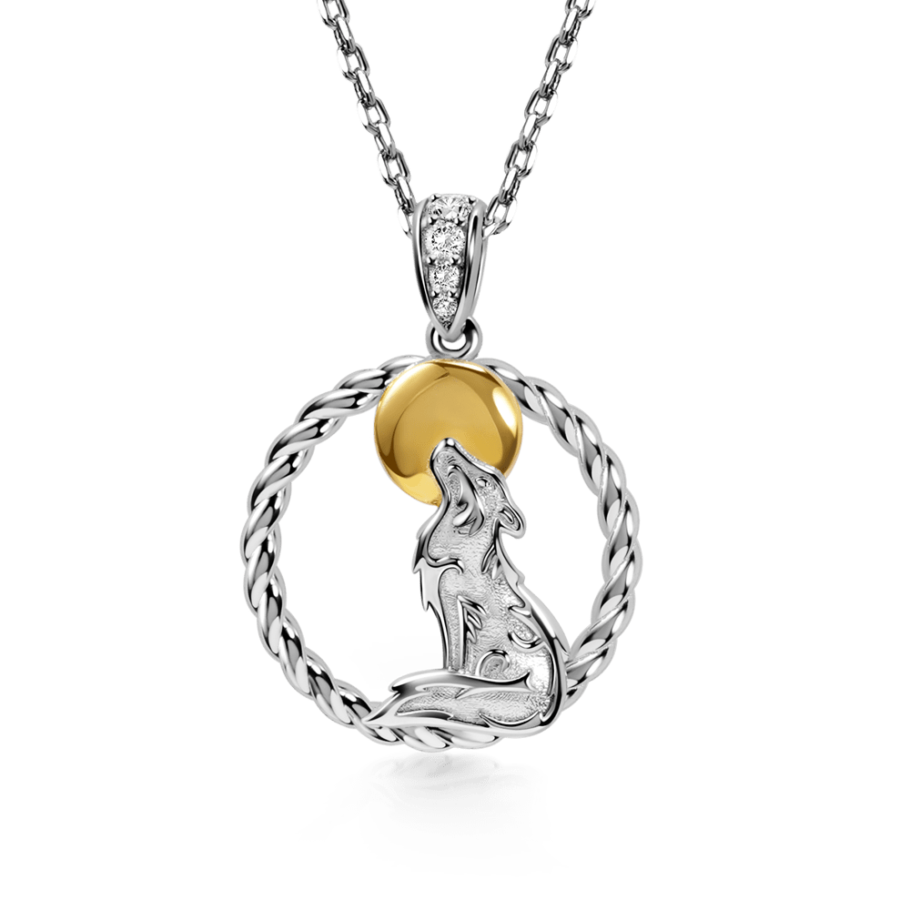 Howling Wolf Twisted Rope Necklace image number 0
