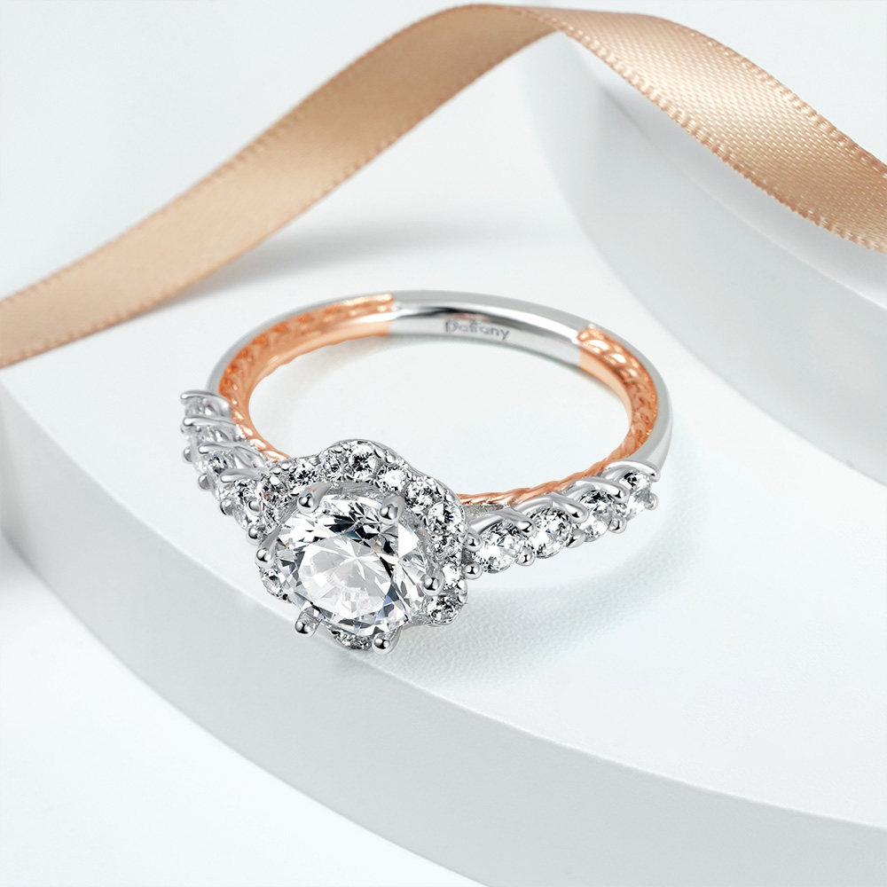 Round Cut Cluster Engagement Ring image number 4