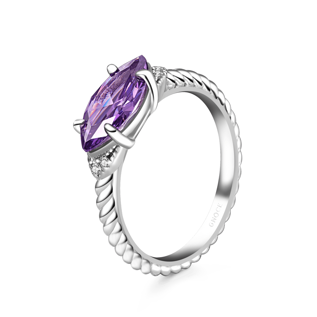 Marquise Amethyst Twisted Rope Ring image number 2