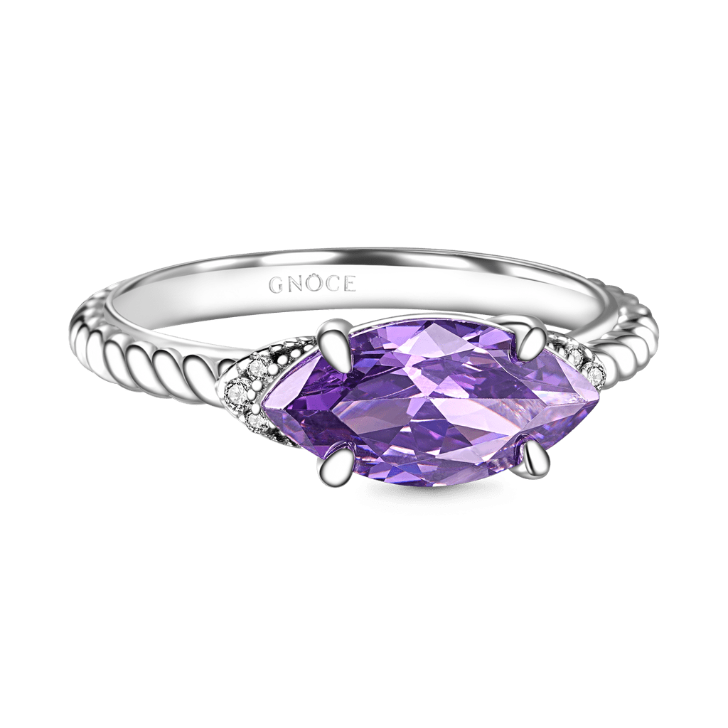 Marquise Amethyst Twisted Rope Ring image number 0