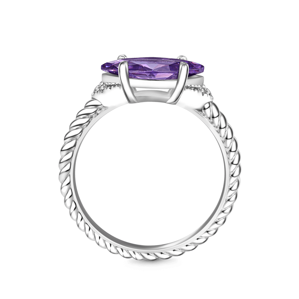Marquise Amethyst Twisted Rope Ring image number 1