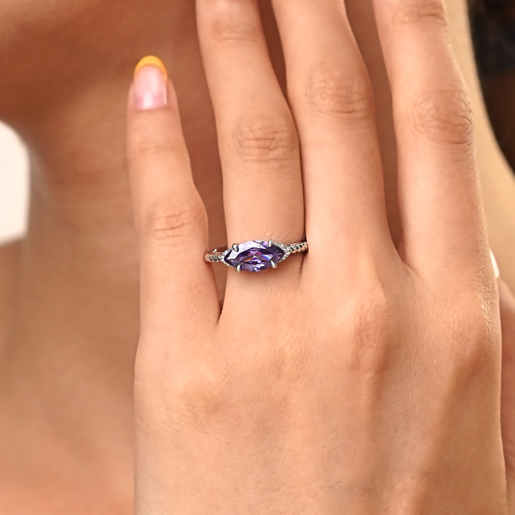 Marquise Amethyst Twisted Rope Ring image number 5