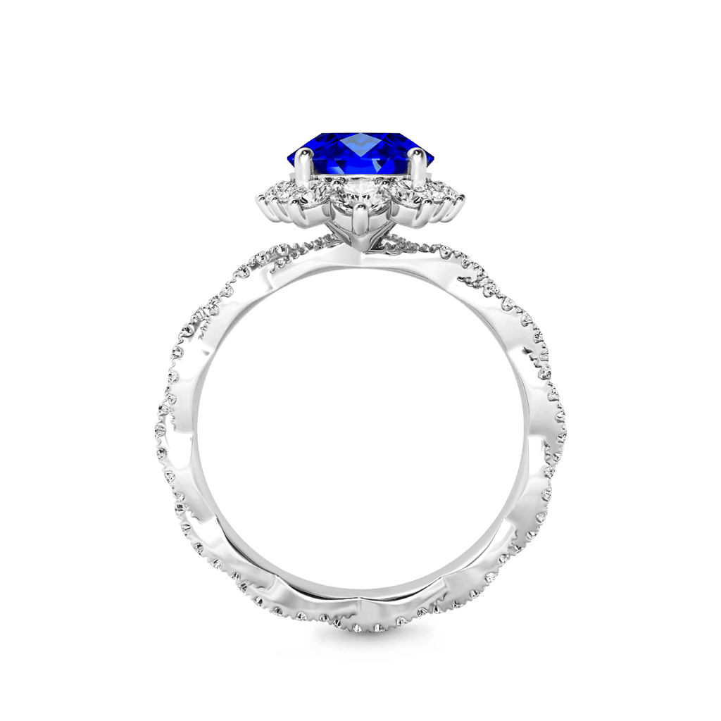 Sapphire Cluster Halo Twisted Ring image number 3