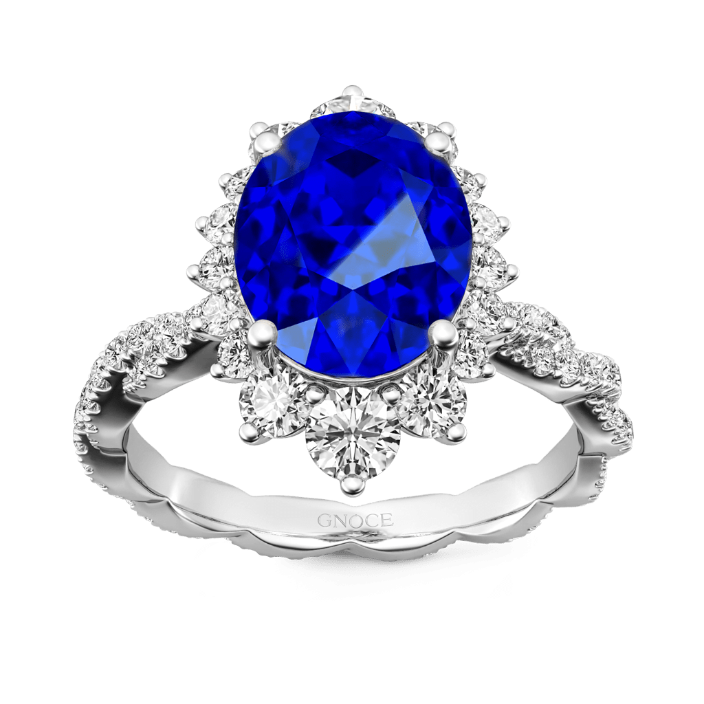 Sapphire Cluster Halo Twisted Ring image number 0