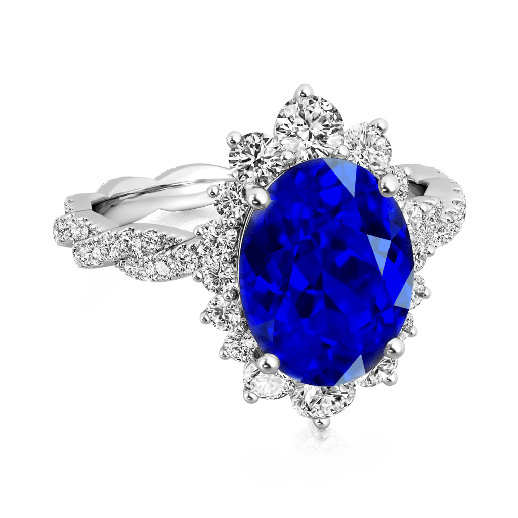 Sapphire Cluster Halo Twisted Ring image number 1